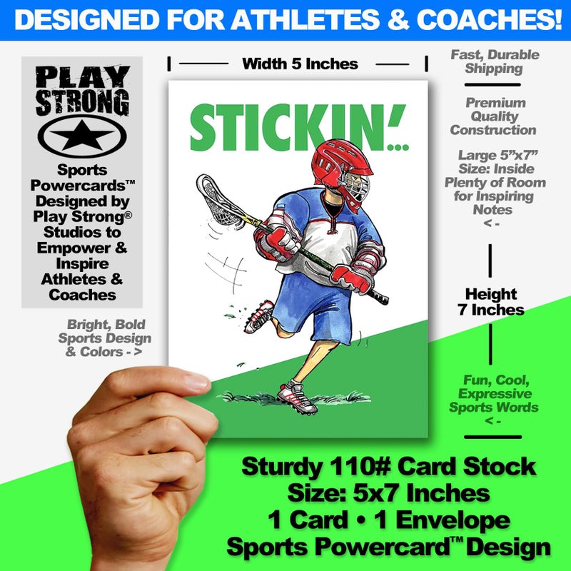 Play Strong Lacrosse Boys Birthday Card 1-Pack (5x7) Power Player Illustrated Sports Birthday Cards Greeting Cards- Awesome for Lacrosse Players, Coaches and Fans Birthdays, Gifts and Parties! - Image 2
